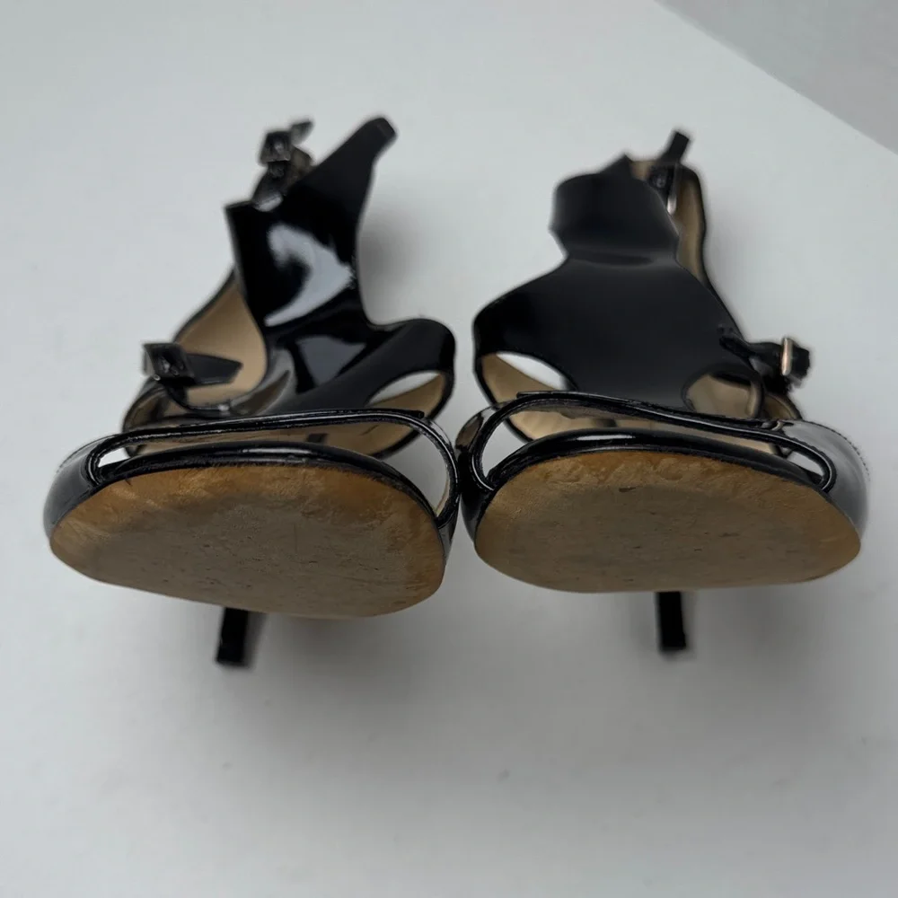JIMMY CHOO Lotus Glossy Black‎ Patent Leather Cut Out Strappy 3" Heels Size 36 - Picture 15 of 15